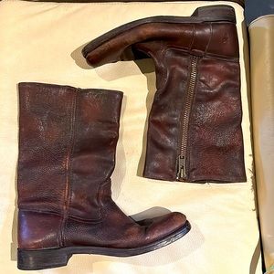 Frye Brown Boots with Zipper, Size 9
